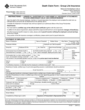 Fort Dearborn Life Insurance Company Death Claim Form