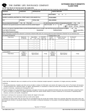 Empire Life Extended Health Claim Form