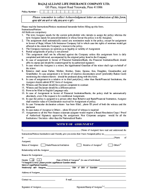 Assignment of Allianz Insurance Company Form