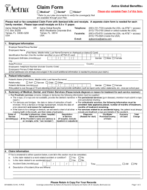 Aetna International Insurance Form Gr 68069