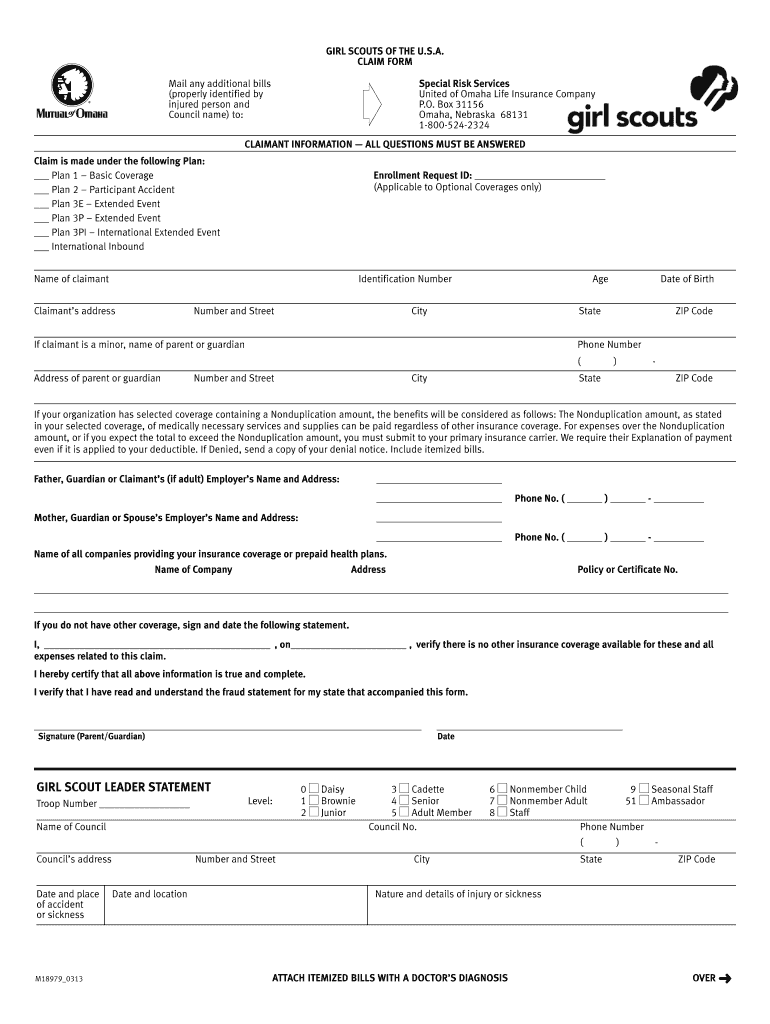 Claim Form M18979