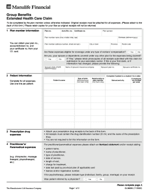 Manulife Vision Claim Form