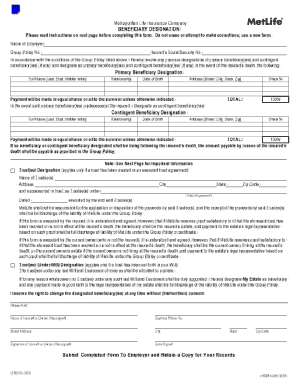 Metlife Beneficiary Form Jy6004