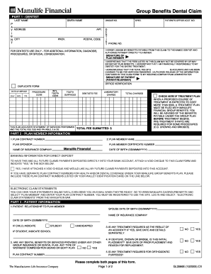 Manulife Dental Claims Mailing Address  Form