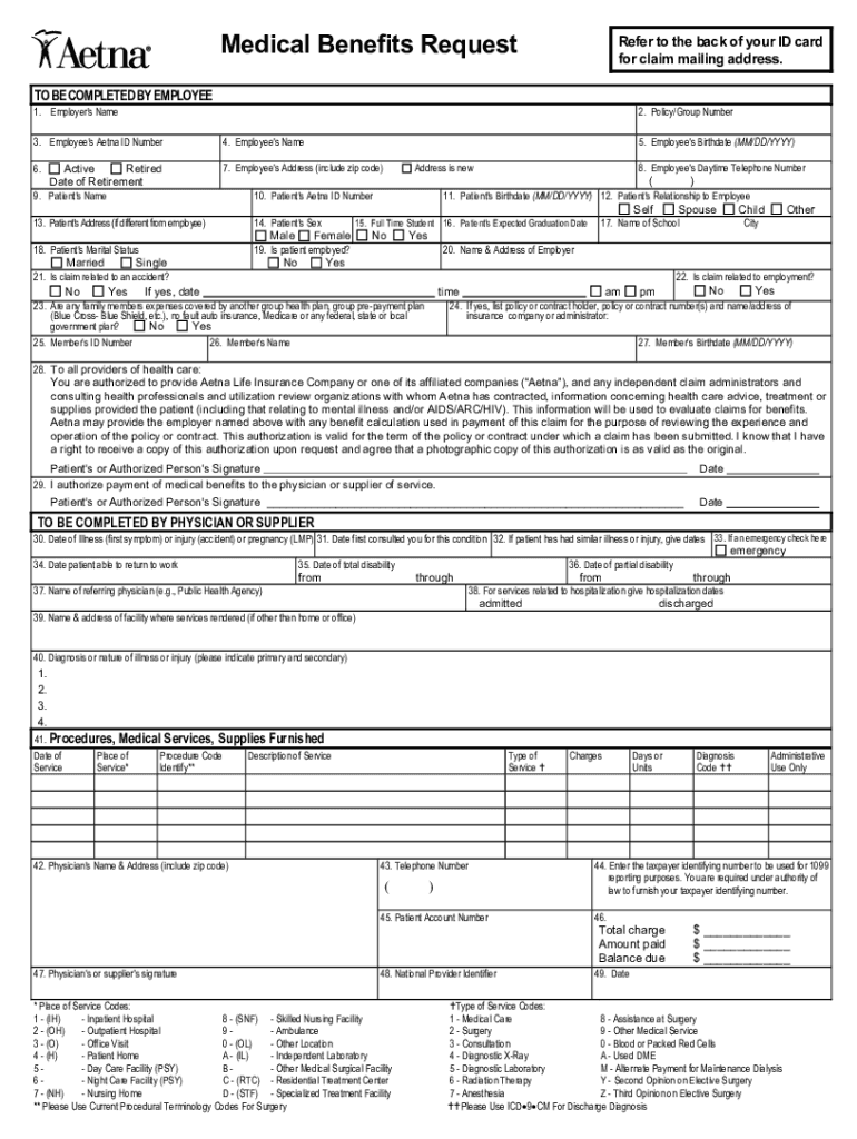 Aetna Claim Form PDF