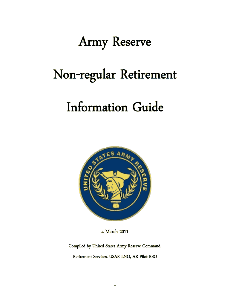 Army Reserve Non Regular Retirement Information Guide
