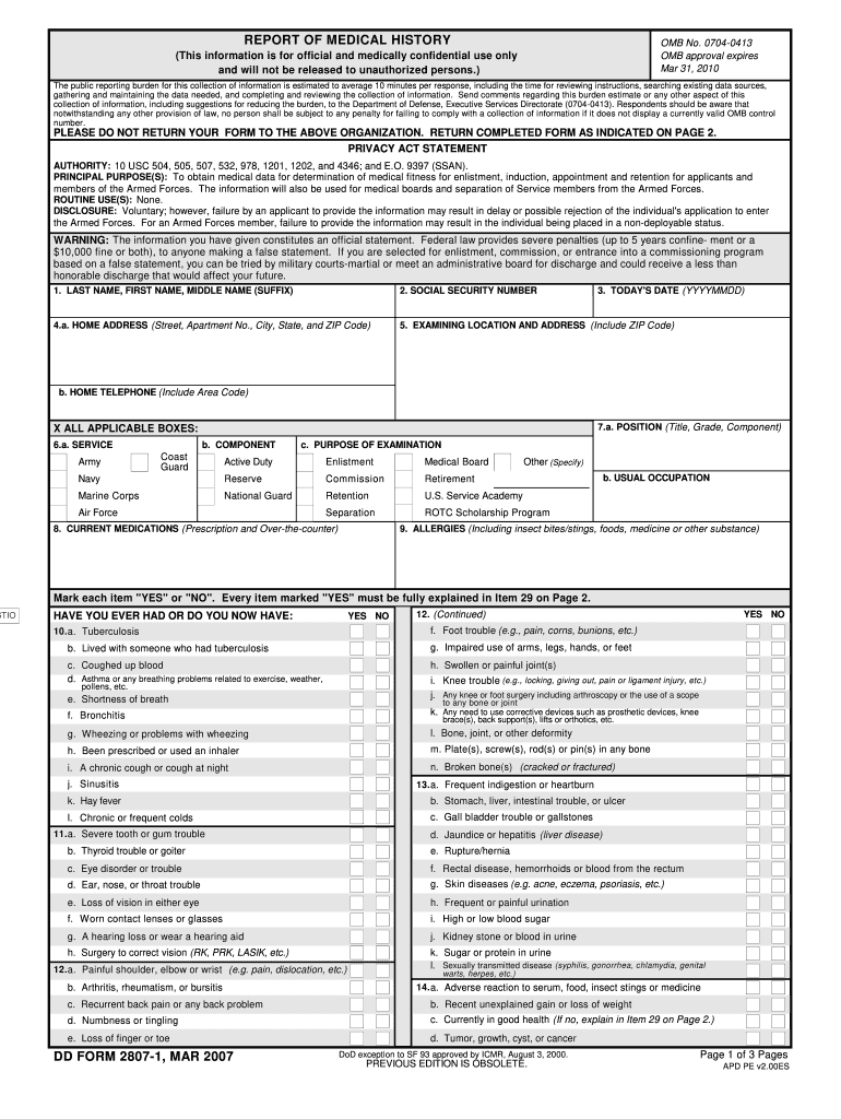  Dd Form 2807 1 Fillable 2018