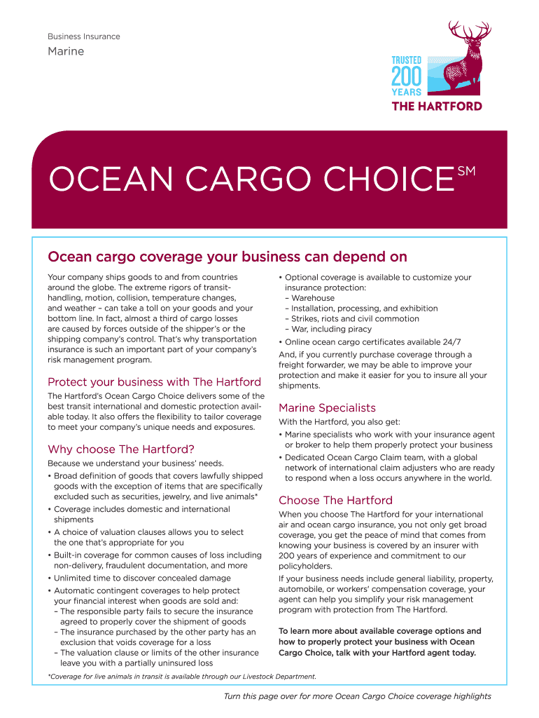 Hartford Ocean Cargo Application  Form