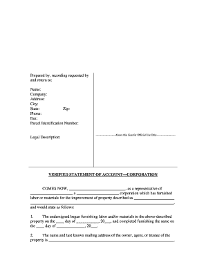 Iowa Verified Statement of Account by Corporation  Form