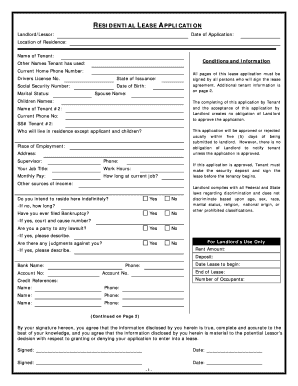 Rental Application Form Tennessee