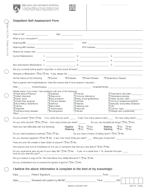 Outpatient Assessment Form