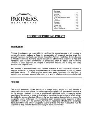 Effort Reporting Policy Partners Research Management Partners Resadmin Partners  Form