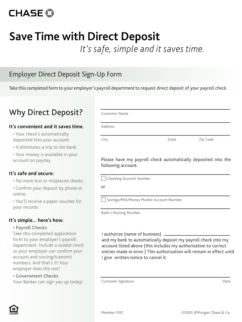 Chase Direct Deposit Form