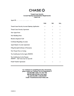 Chase Tenant Lease Security  Form