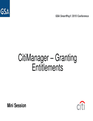 CitiManager Granting Entitlements  Form