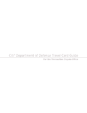 Citi Department of Defense Travel Card Guide  Form