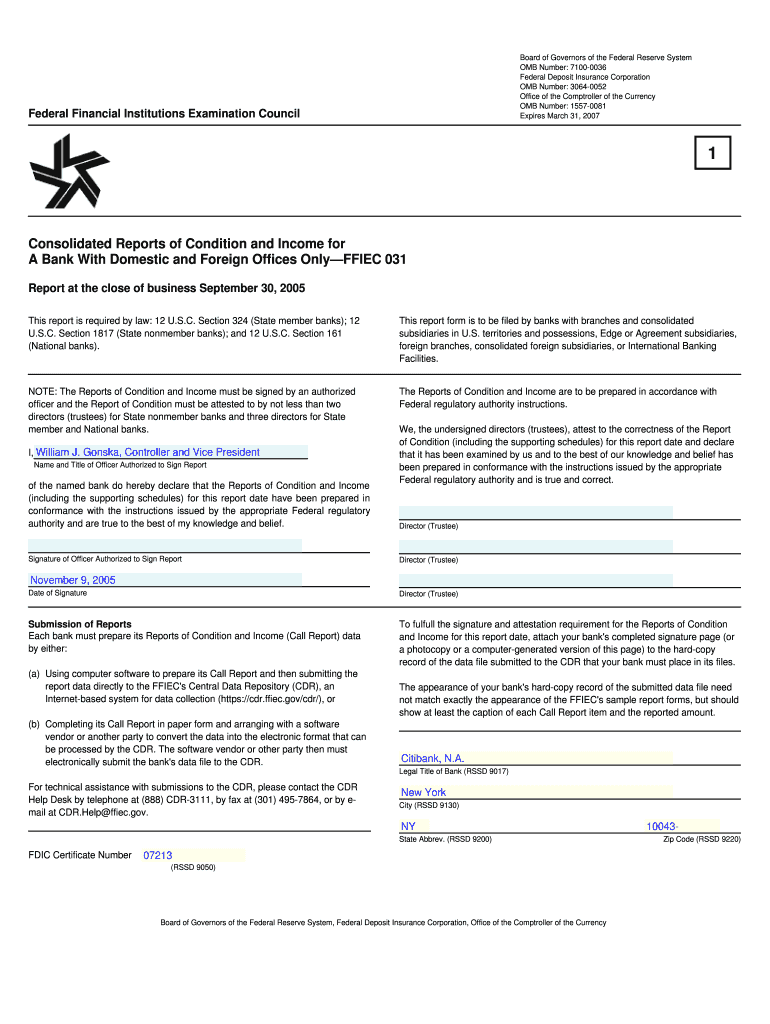 Call Report Pro Cover Page 041  Citigroup  Form