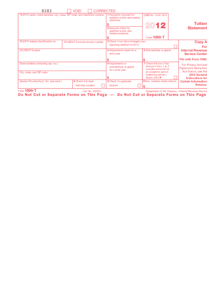  1098 T Form 2012