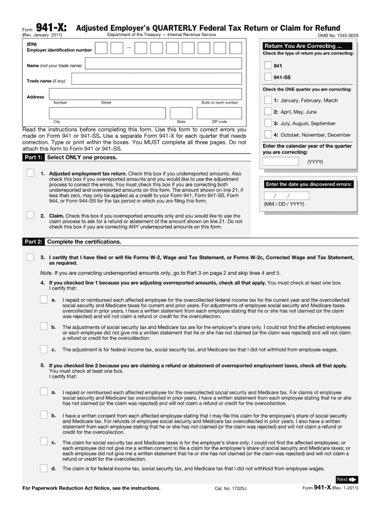  941 X Form 2011