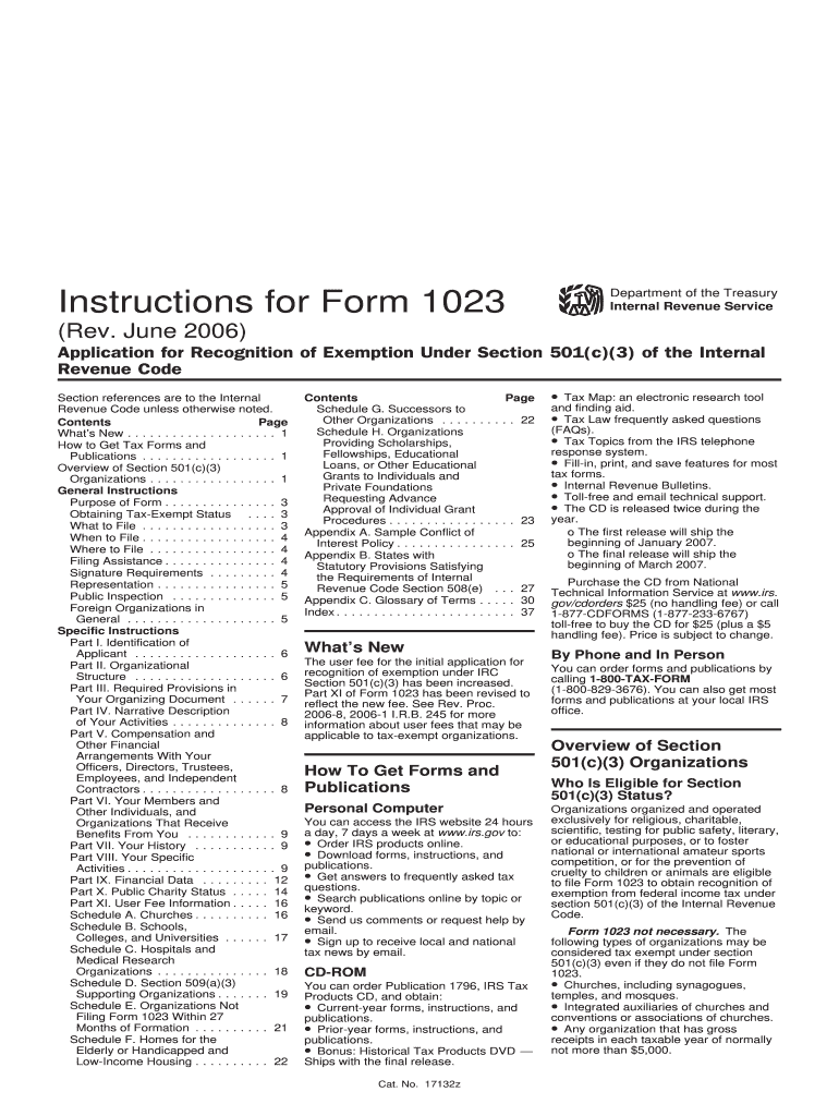  Irs Form 1023 Instructions 2006