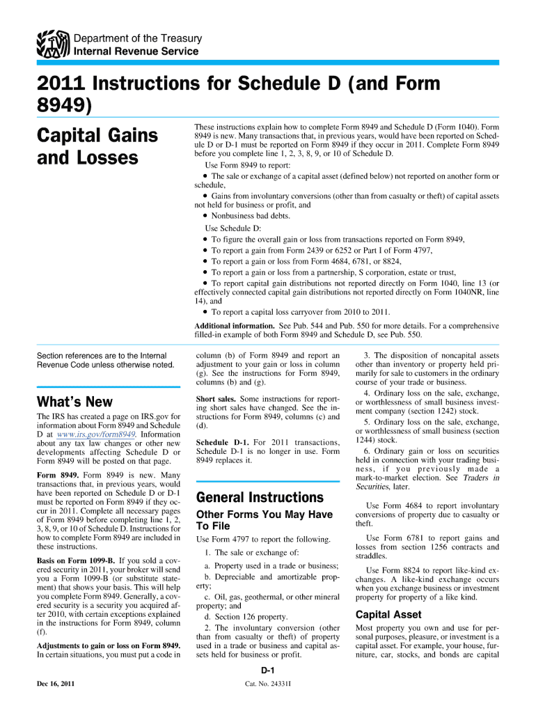  Form 1040 Schedule D 2011