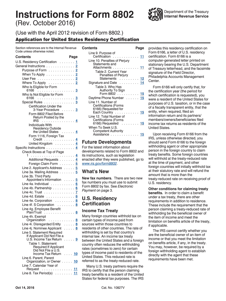 Form 8802 Instructions