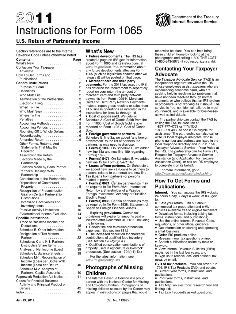  Form 1065 Instructions 2011