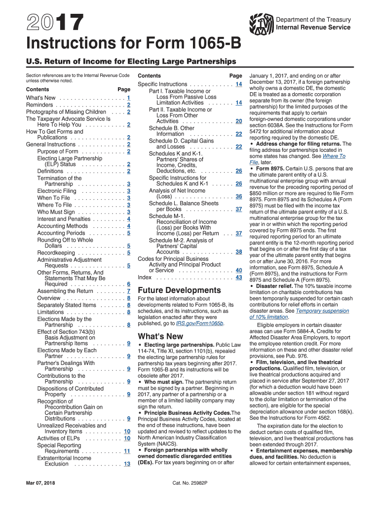 Instructions for Form 1065 B Instructions for Form 1065 B, U S Return of Income for Electing Large Partnerships  Irs