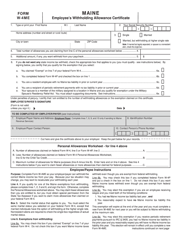 Maine W4 Form