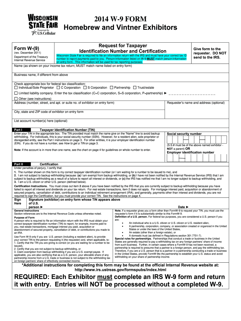  Wisconsin W 9 Form 2014