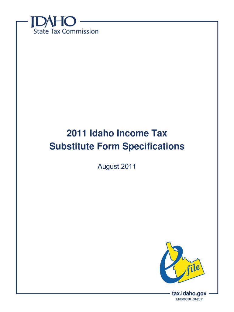 Idaho Income Tax Substitute Form Specifications Tax Idaho