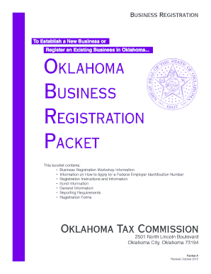 Business Registration Packet Oklahoma Tax Commission OK Gov Tax Ok  Form