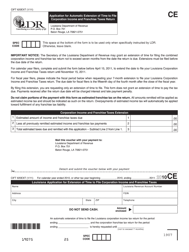  Form 620ext for La 2010