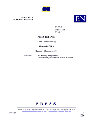 PRESS RELEASE General Affairs Consilium Europa  Form