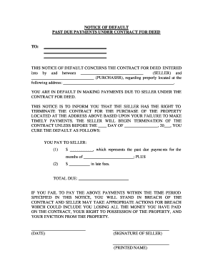 Montana Notice of Default for Past Due Payments in Connection with Contract for Deed  Form