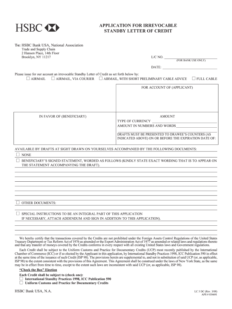  Application Standby Letter Credit 2008-2024