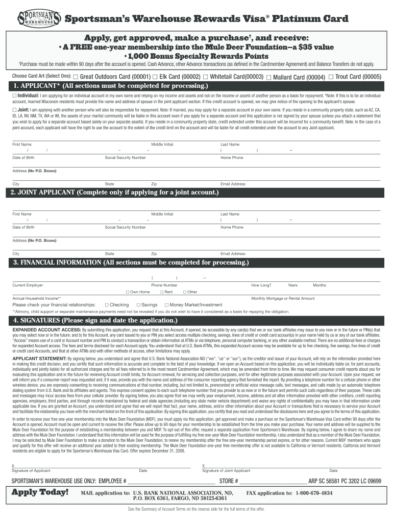 Sportsmans Warehouse Credit Card Application Online  Form