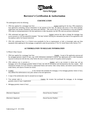 Borrower Certification  Form