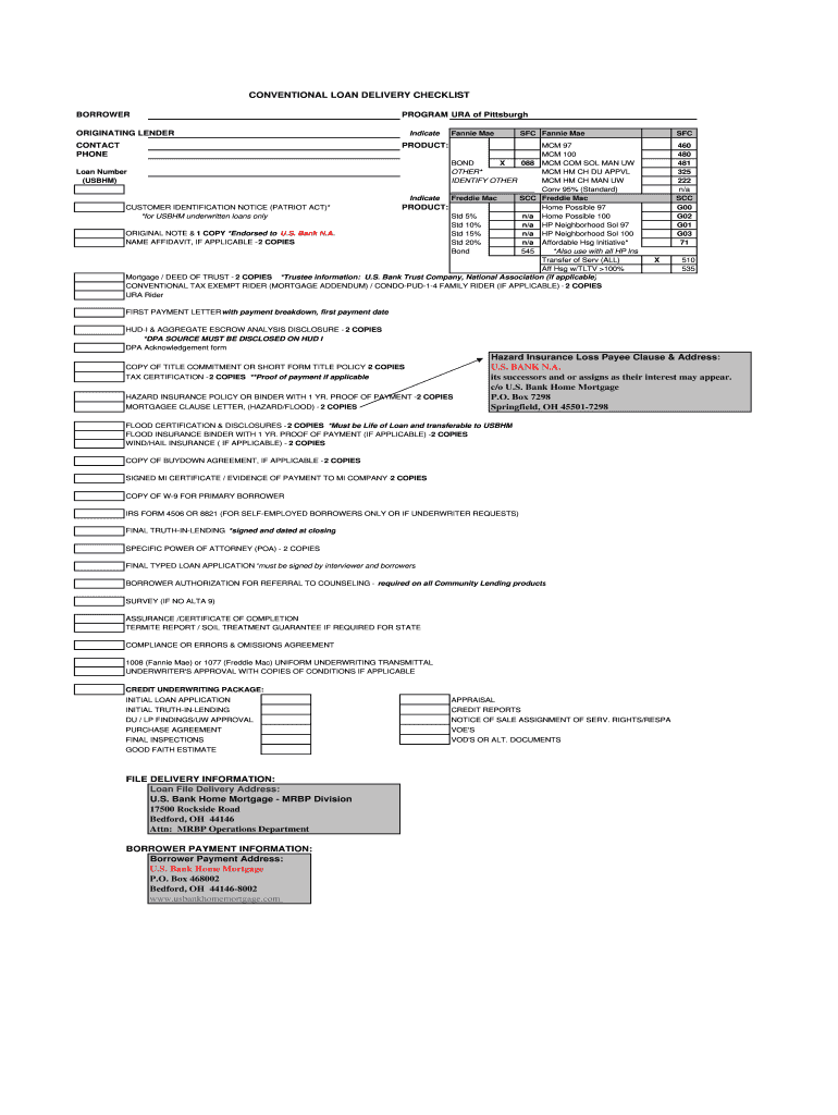 URA CONV W Freddie US Bank  Form