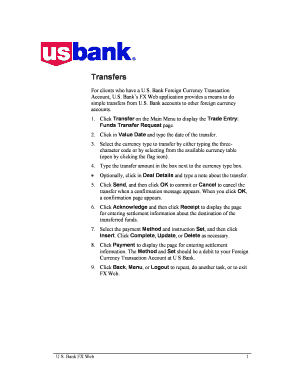 Transfers US Bank  Form
