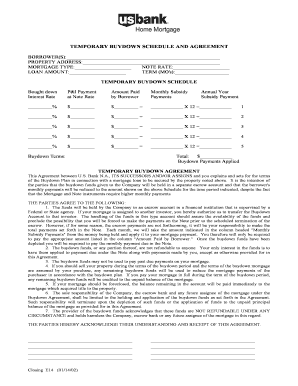 Temporary Buydown Agreement Sample  Form