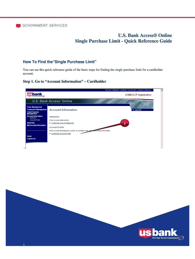 Bank Access Online Single Purchase Limit Quick Reference Guide  Form