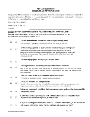 California Net Tangible Benefit Disclosure  Form