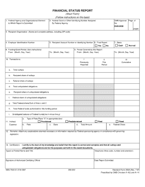 Financial Status Report Short Form