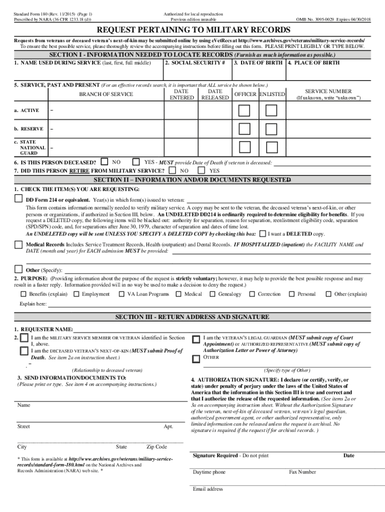 Sf 180  Form