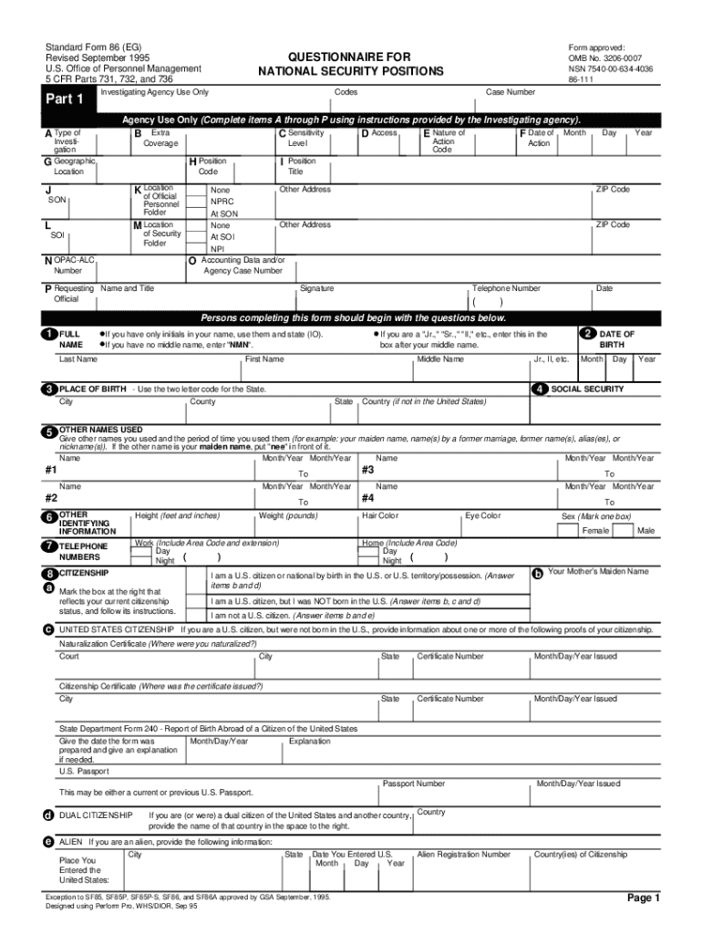 Sf 86  Form