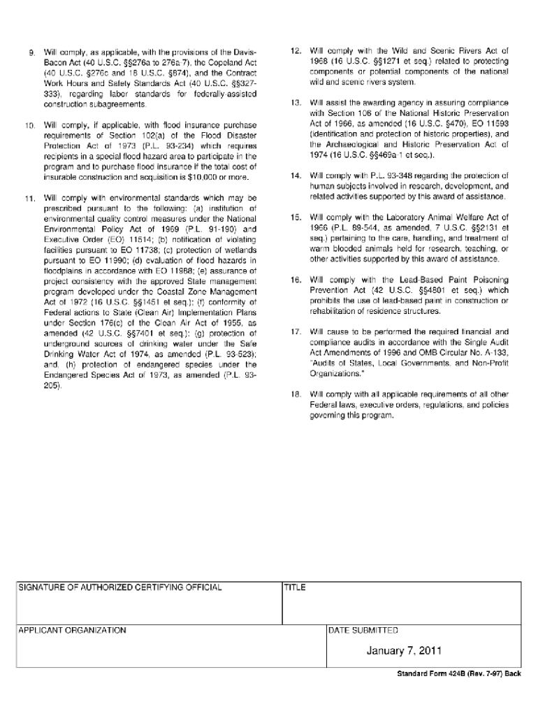 Usda Sf 424b Form