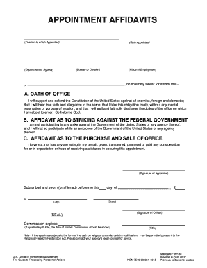 Sf 61 Appointment Affidavit  Form