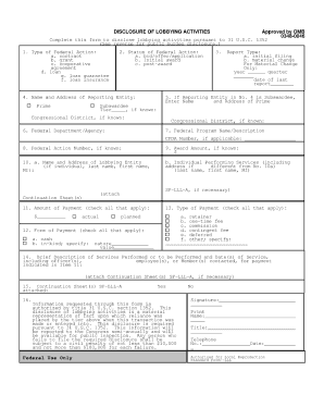 Disclosure of Lobbying Activities Form