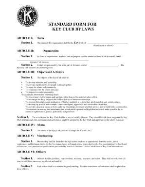 Key Club Bylaws  Form